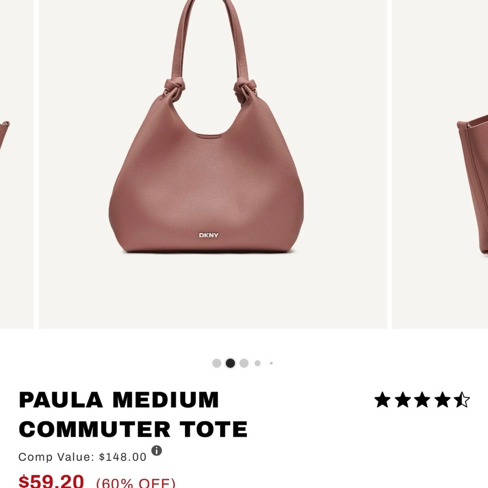 DKNY Pebbled Leather Shoulder Tote in Dusty Rose